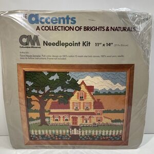 Vintage 1981 farmhouse sampler needlepoint kit by Columbia – Minerva The Accents